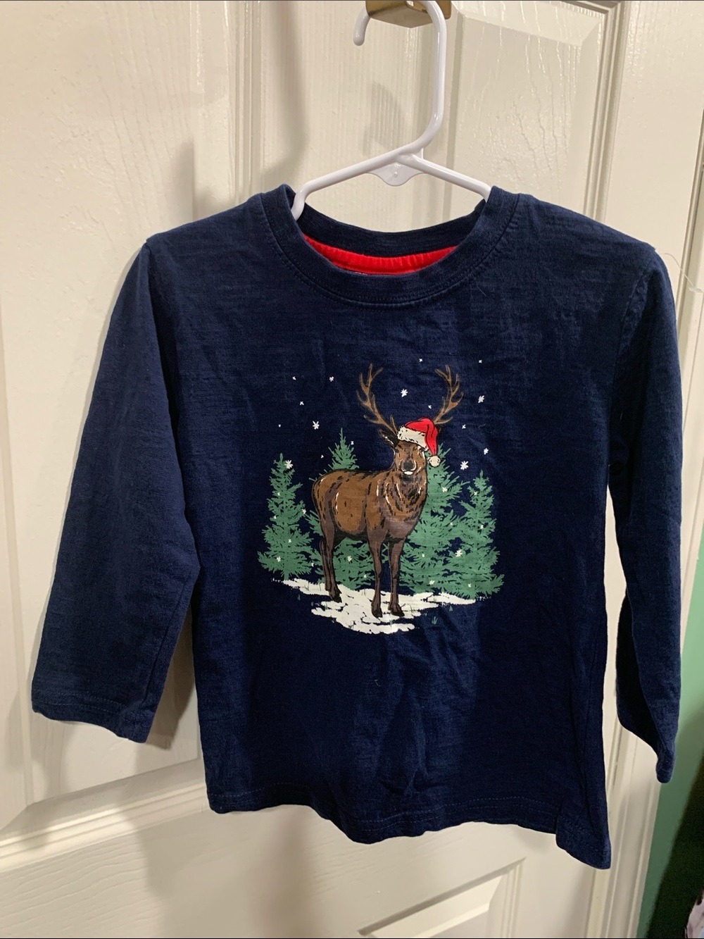 Navy Kids Reindeer Graphic Long-Sleeve Tee